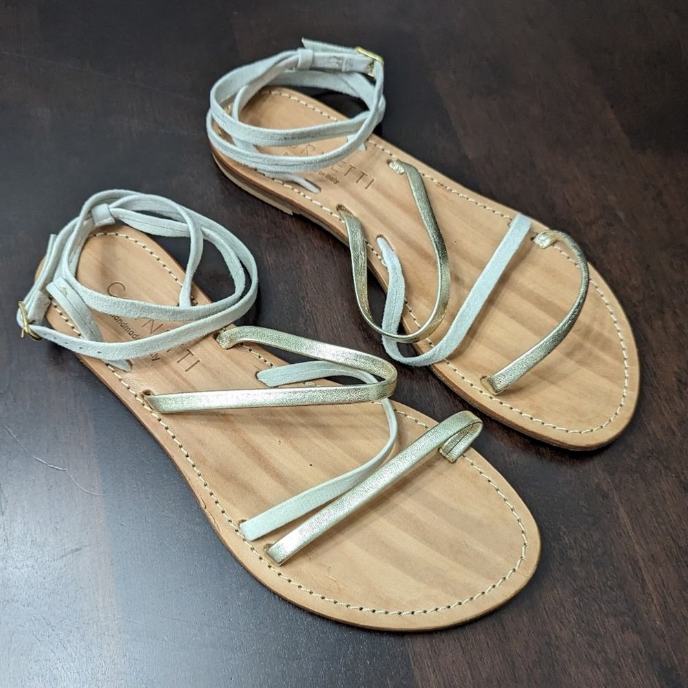 CoRNETTI Leather Metallic Wrap Sandals Size 40